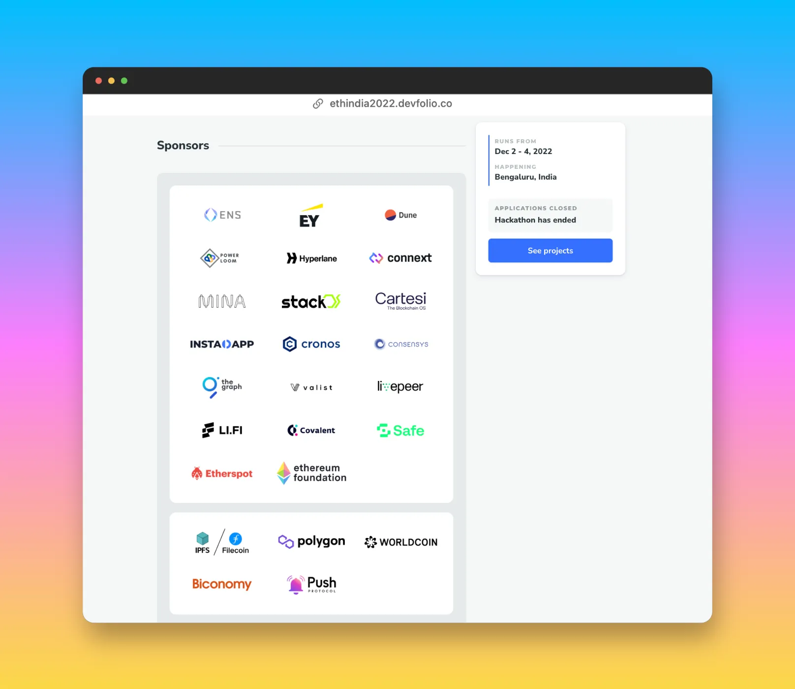 Partners section on microsite